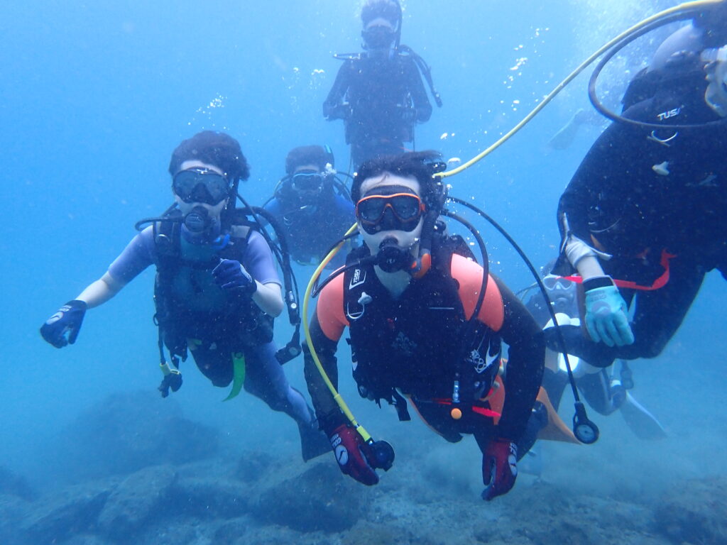 土肥ダイビング 通り崎ビーチ 専修大学スキンダイビングクラブCORAL 1年生ライセンス合宿