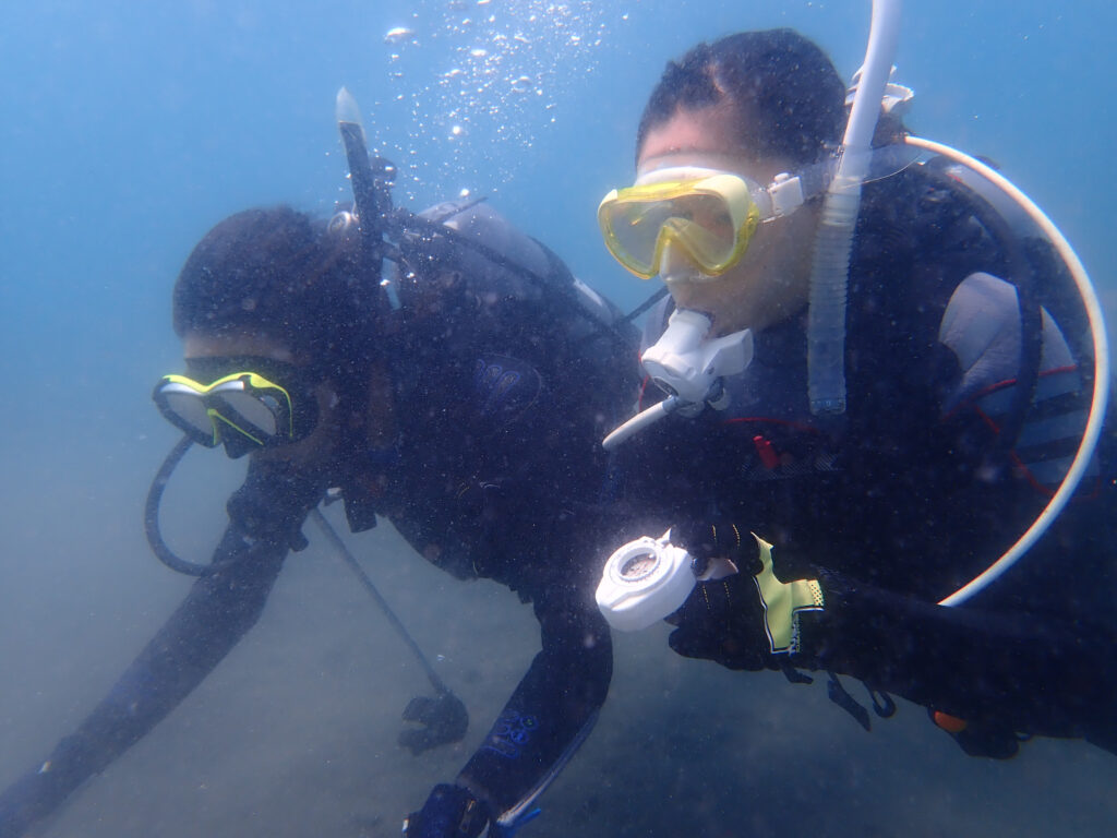 土肥ダイビング 通り崎ビーチ 0Wコース最終日 コンパスナビゲーション