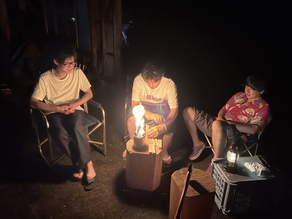 土肥ダイビング　アフターダイブ　焚き火